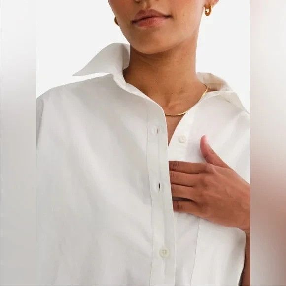 NEW MATE The Label 100% Cotton Poplin White Button Down Shirt Size NEW - Picture 2 of 4